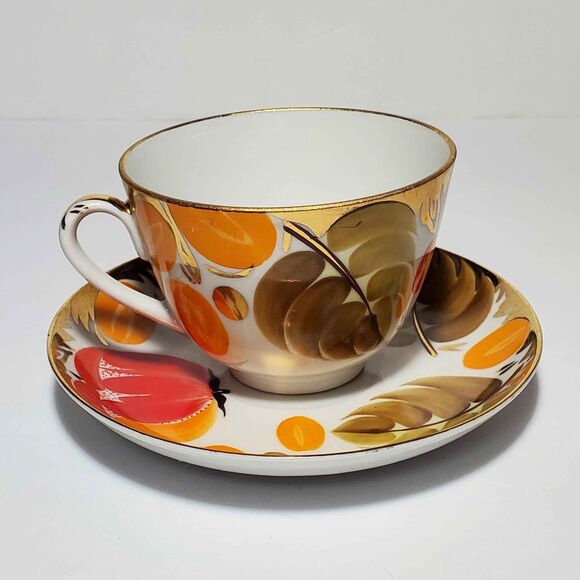 Lomonosov Teacup and Saucer Harvest Vintage - Picture 10 of 10